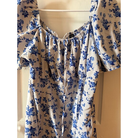 SHEIN curved women’s size 1X – large blue and white dress - Picture 3 of 7